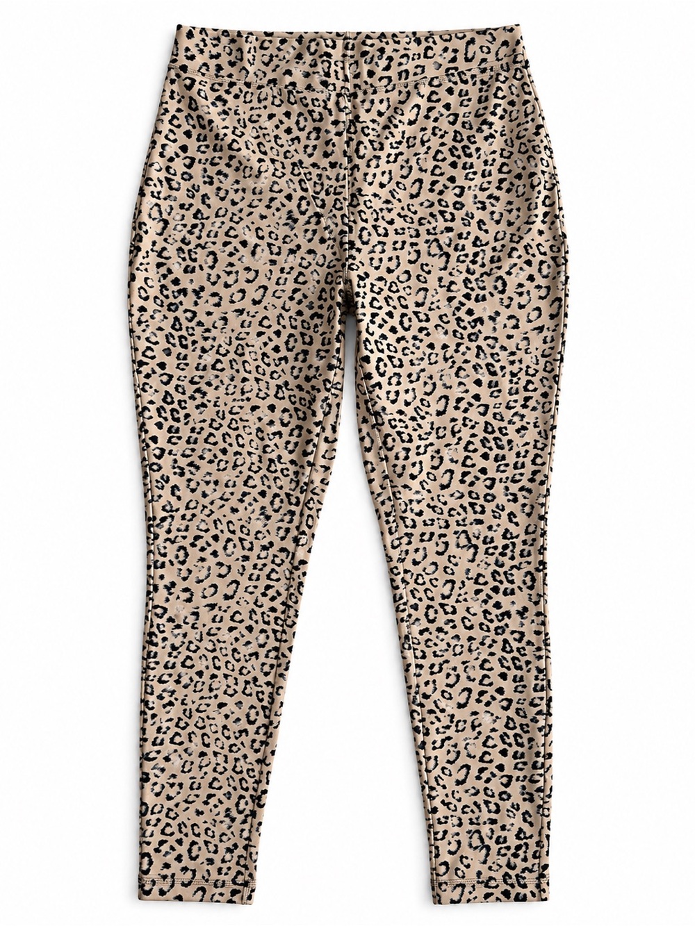 Chico’s Ponte Twin Animal Print Stretch Leggings Black Tan Leopard 1R (US 8R)